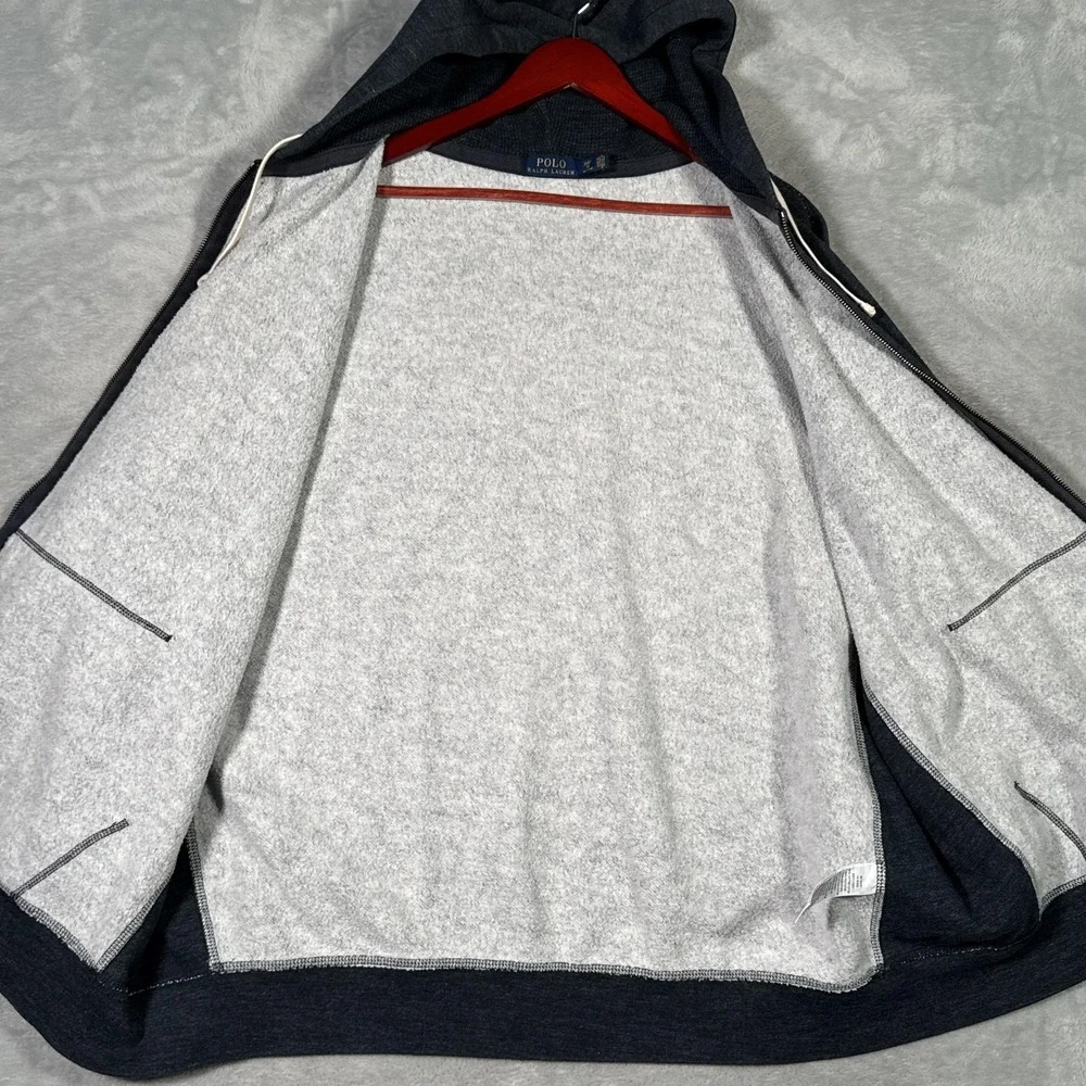 Polo Ralph Lauren Hoodie Mens 3XB 3XL Big Gray Full Zip Fleece Sweatshirt Pony